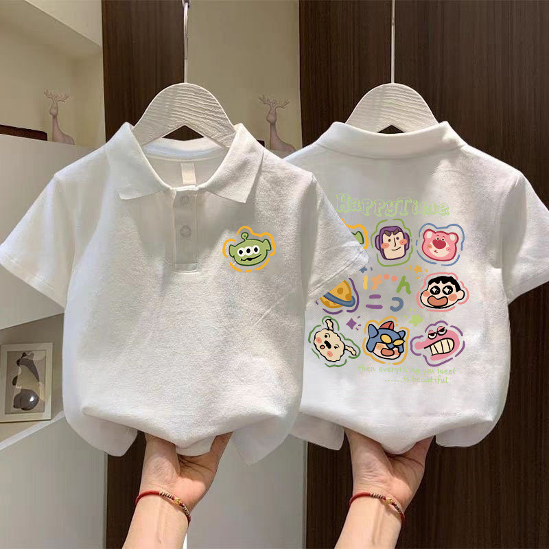 2025 crianças verão meninos meninas novo estilo puro algodão camisa Polo de manga curta crianças camiseta de manga curta