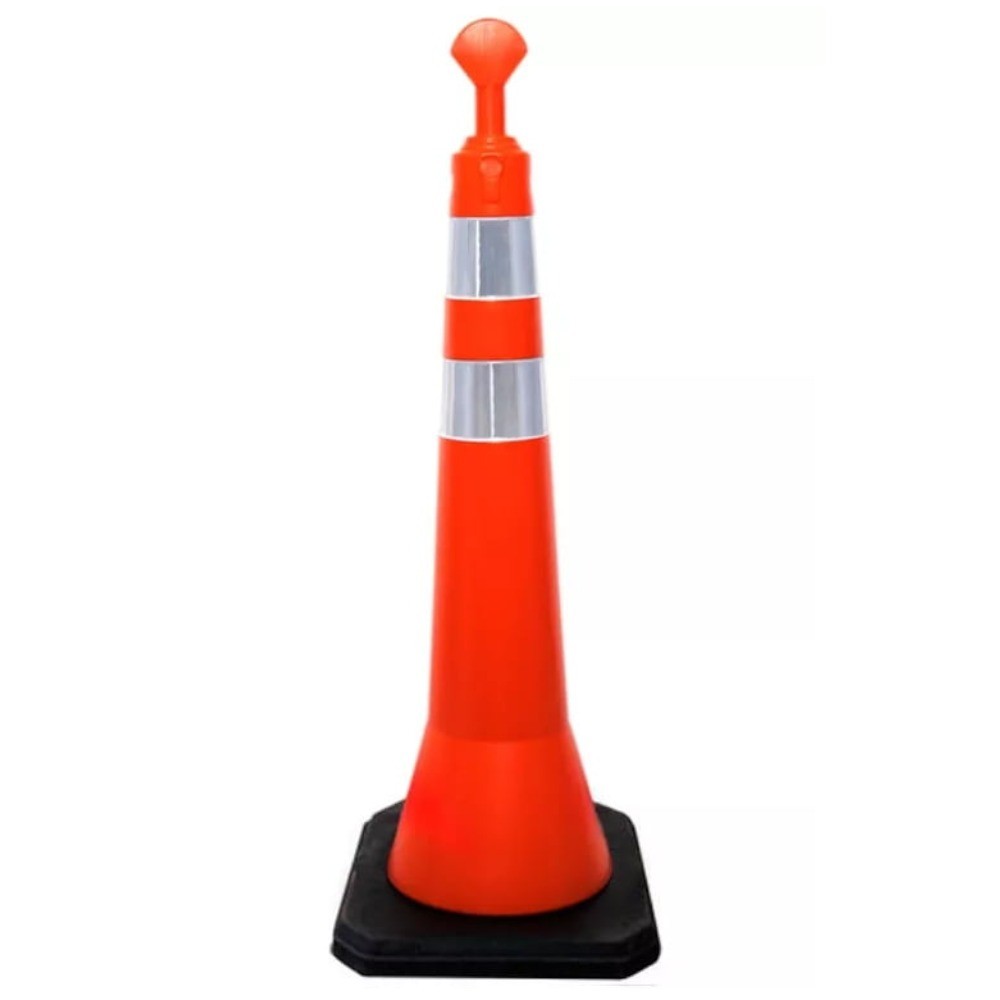 Cone balizador refletivo tipo T 1,14 m 5 kg laranja - T-TOP EcoSinal