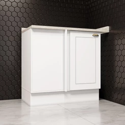 Balcão Canto Reto 1 Porta Com Tampo Para Cozinha Americana Henn