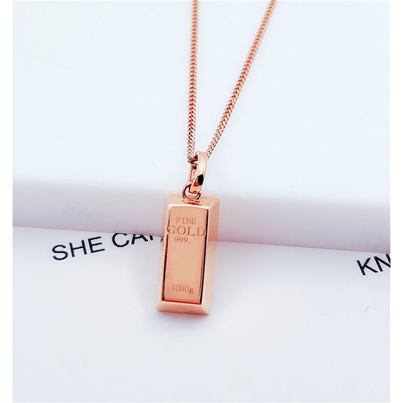 Kamasana puro rússia 585 colar de ouro roxo banhado 14K ouro rosa cor ouro pequena barra de ouro pingente senhoras All-M