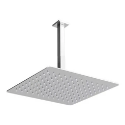 Ducha Chuveiro Slim Quadrado Metal 30x30cm Com Braço De Teto Prateado Banheiro