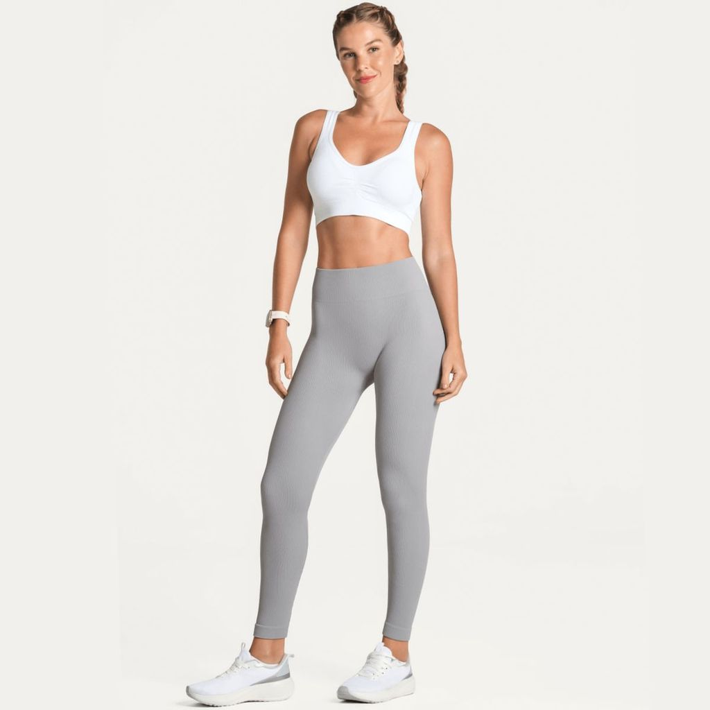 Calça Legging Lupo Sem Costura Canelada Feminina - Cinza