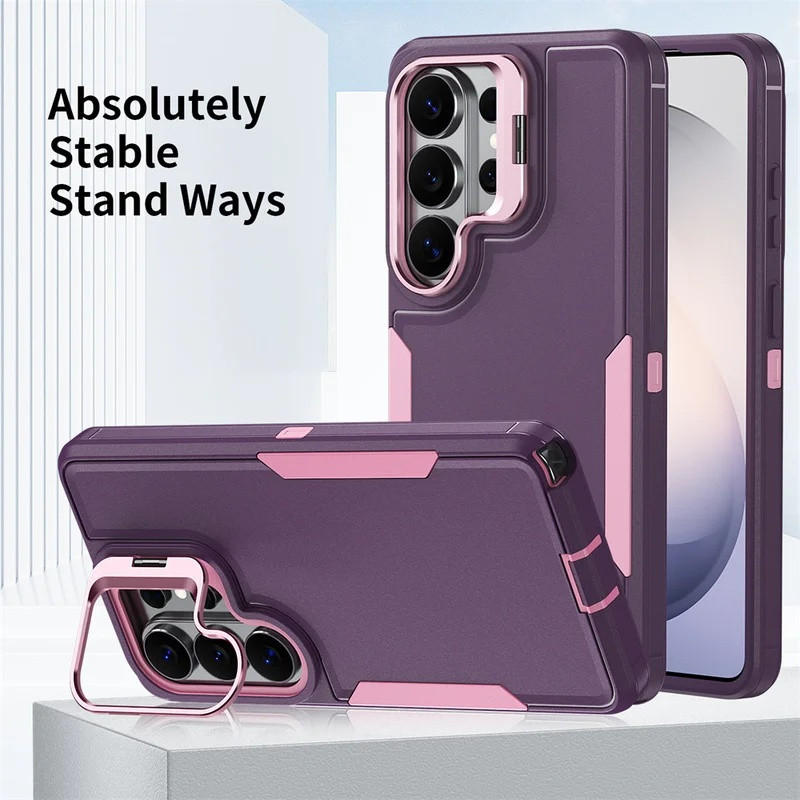 Capa para Telefone Samsung S26 S25 S24 S23 Ultra Plus FE A57 A56 A55 A37 A36 A17 com Suporte Antichoque