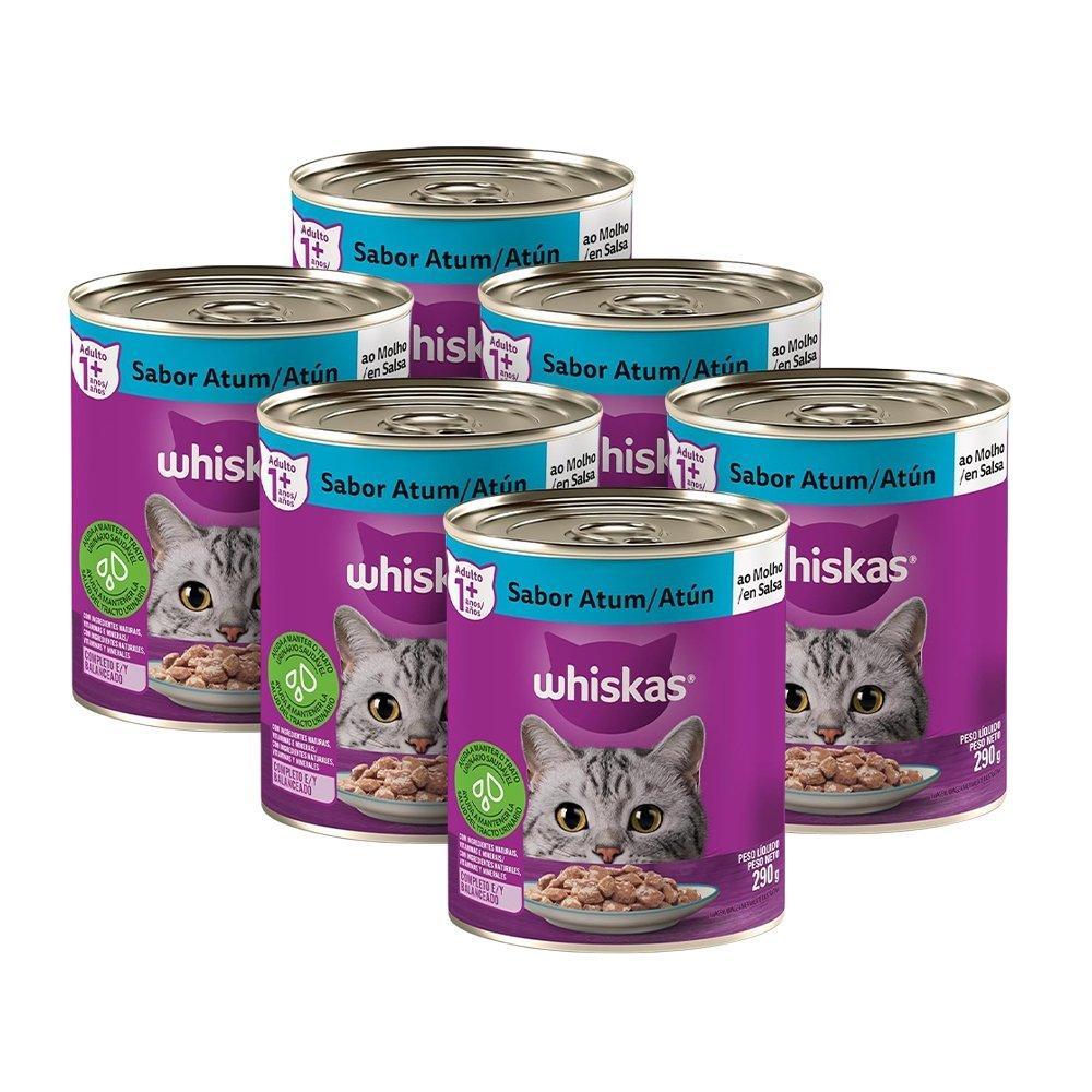 Kit 6 Latas de Ração para Gato Whiskas Premium - Patê de Atum 290g