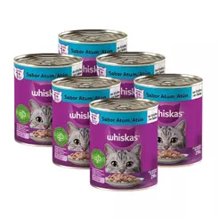 Kit 6 Latas de Ração para Gato Whiskas Premium - Patê de Atum 290g