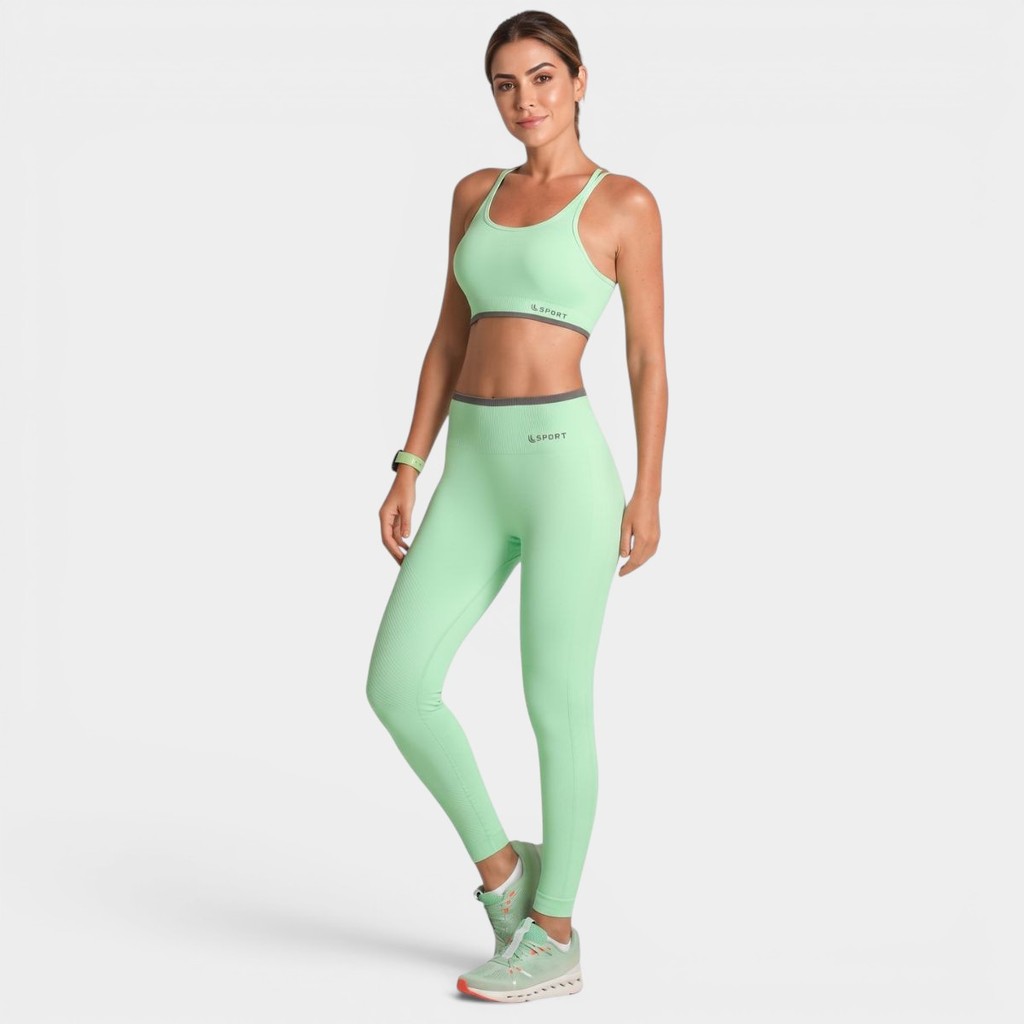 Calça Legging Lupo Seamless Ayra Feminina - Verde e Cinza