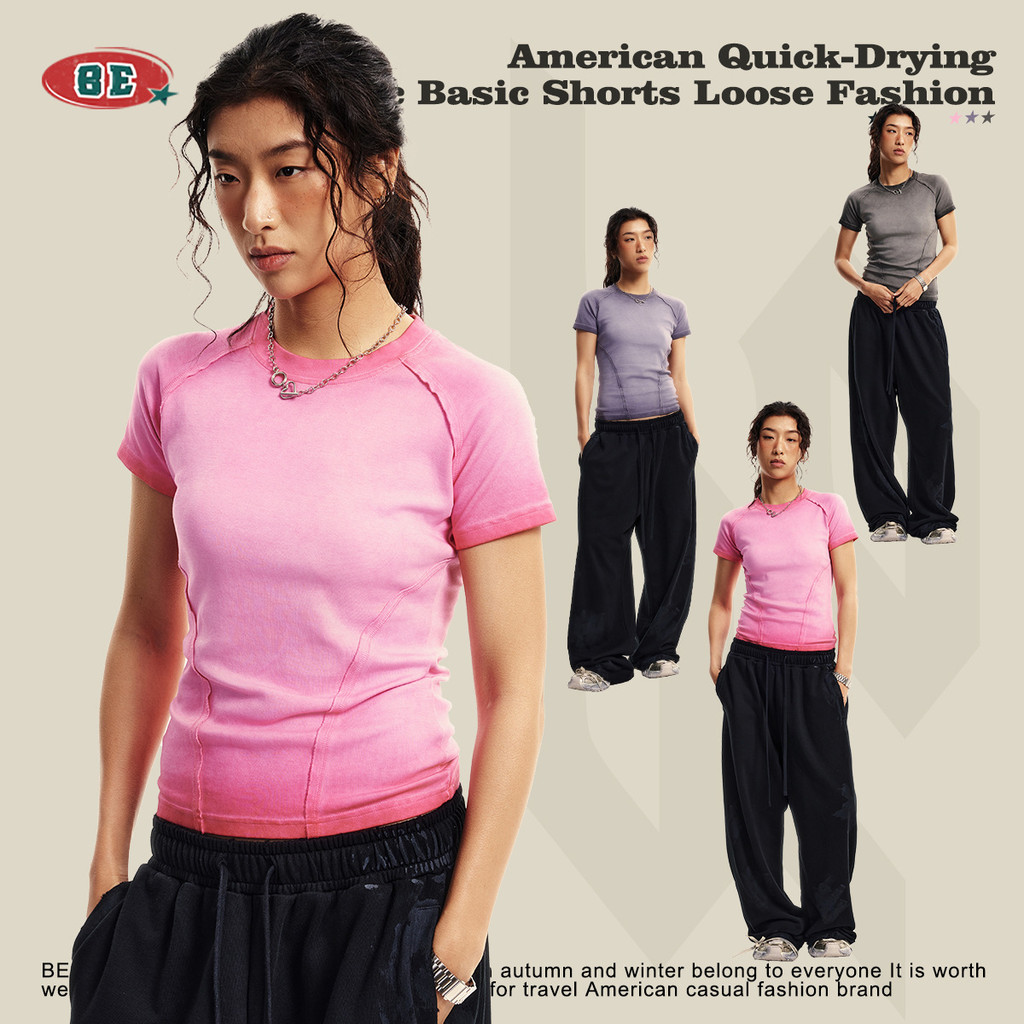 BE Roupas femininas 25 Roupas de rua europeias americanas Roupas femininas Hot Girl Distressed Dopamina Gradiente Femini