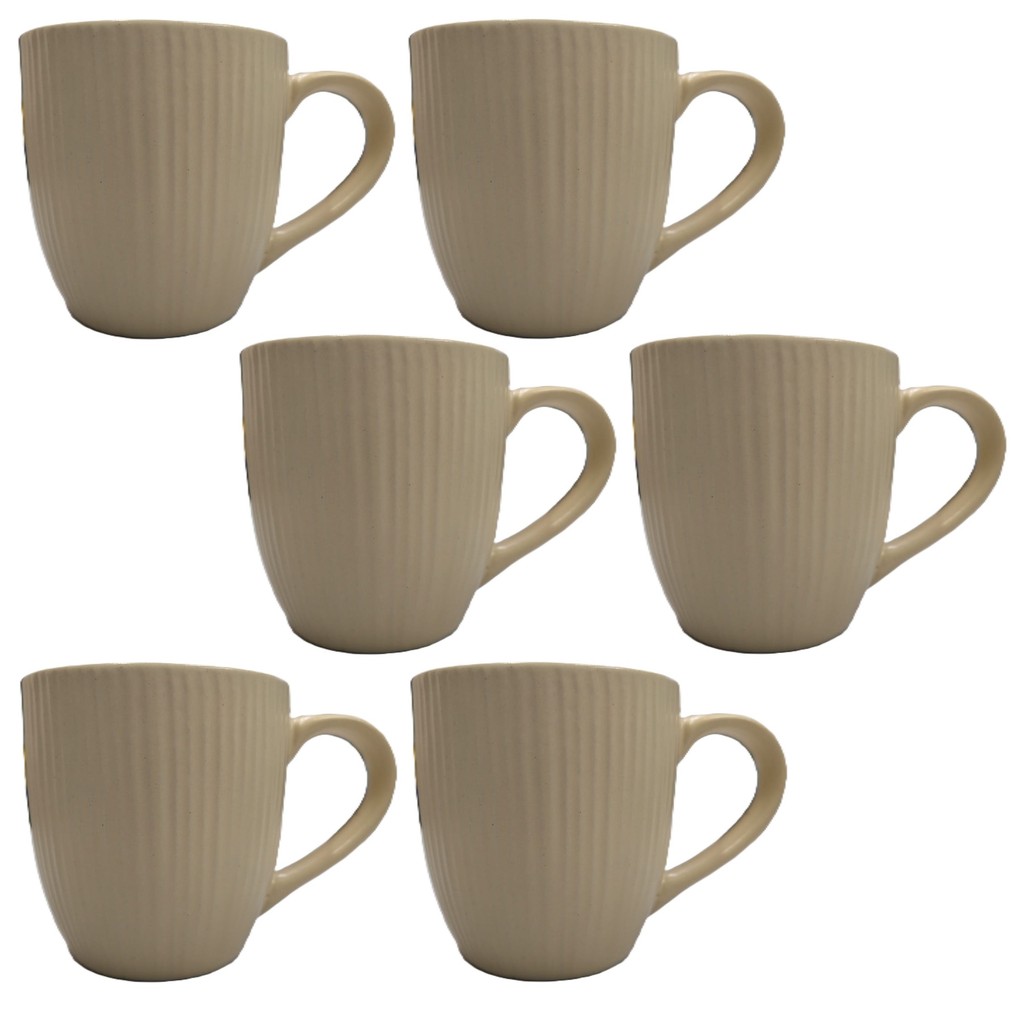 CANECA CERÂMICA 220ml STRIPES LYOR AMARELO CLARO - KIT C/6un