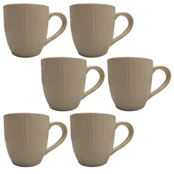 CANECA CERÂMICA 220ml STRIPES LYOR AMARELO CLARO - KIT C/6un