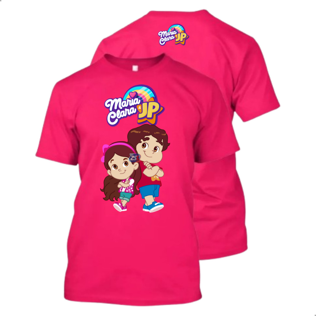 Camiseta Maria Clara E Jp Show Blusa Youtuber Jogos Pink Infantil Festa Presente Passeio Juvenil Unissex Camisa Casual