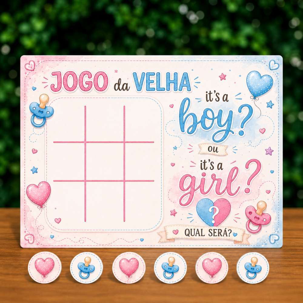 Lembrancinha Personalizada Jogo da Velha Chá Revelação / Lembrancinha de Aniversário Personalizada