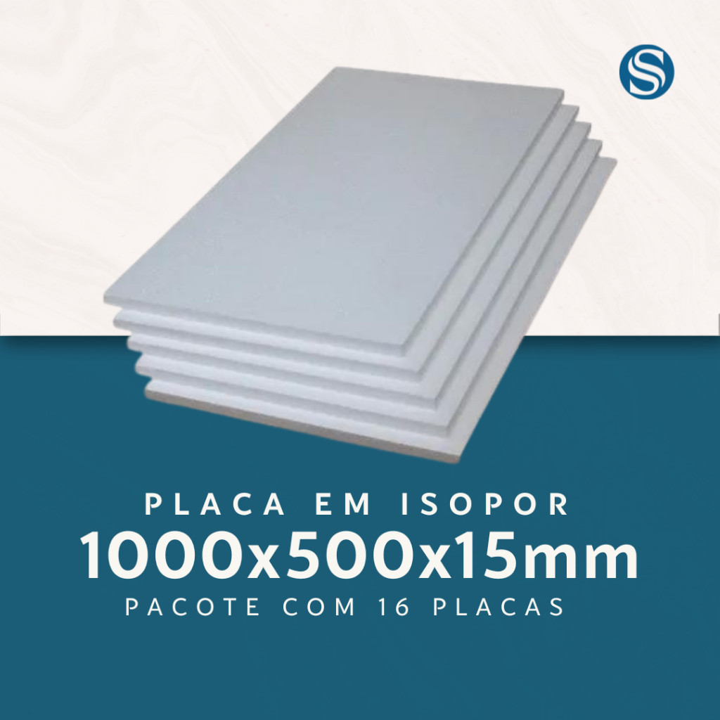 Kit 16 Placas de Isopor EPS 1000x500x15mm 1F Anti Chamas EPS-Pack Construção E Maquete