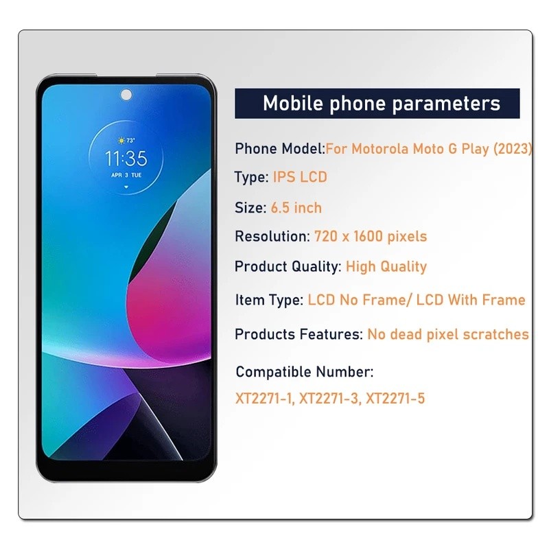 6.5 " Para Motorola Moto G Play 2023 Lcd XT2271-1 XT2271-3 Display Tela De Toque