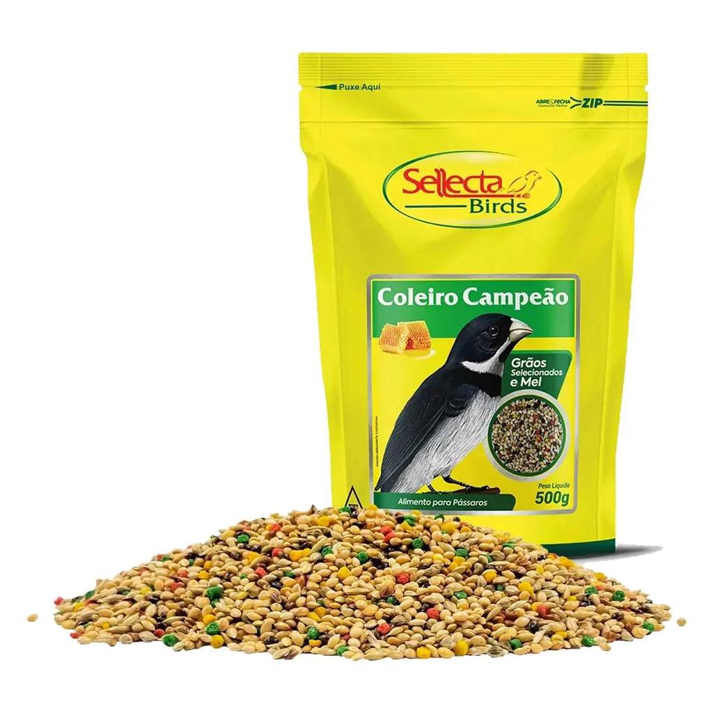 Sellecta Mistura Especial Coleiro Campeão Grãos Selecionados E Mel - 500g - Ração Nutritiva E Acertada Para Seu Pássaro