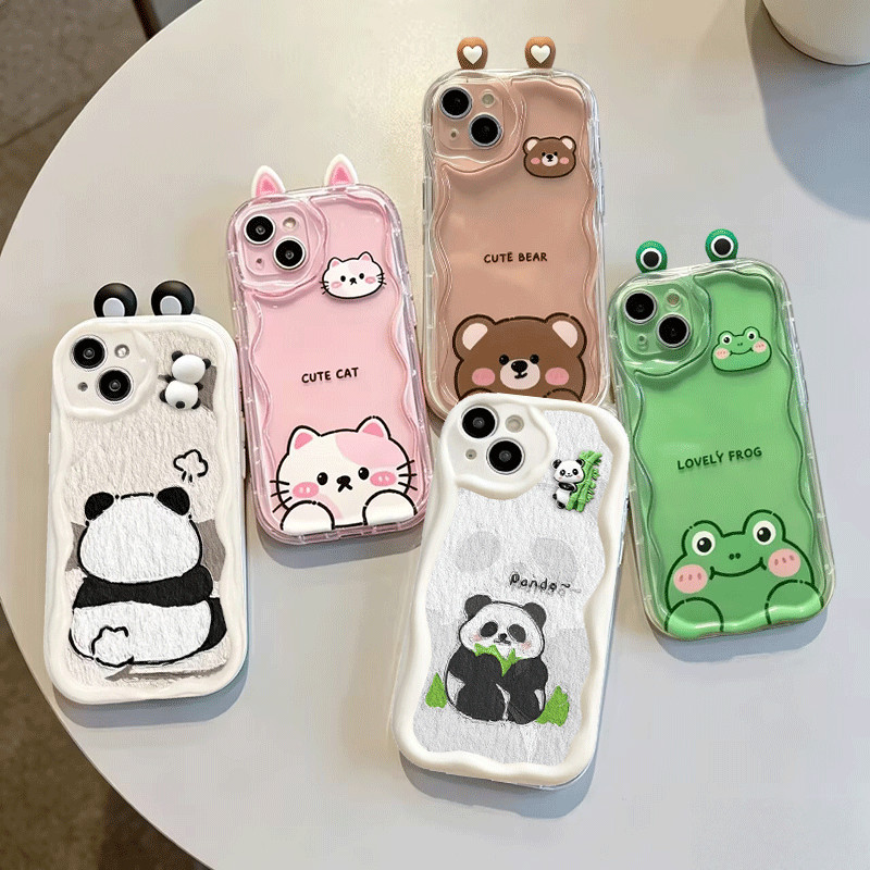 Orelhas 3D Bonito Gato Urso Panda Capa Para Samsung A57 A56 A17 A07 A27 A37 A55 A16 A06 A54 A15 A14 A12 A53 A32 A34 A13 