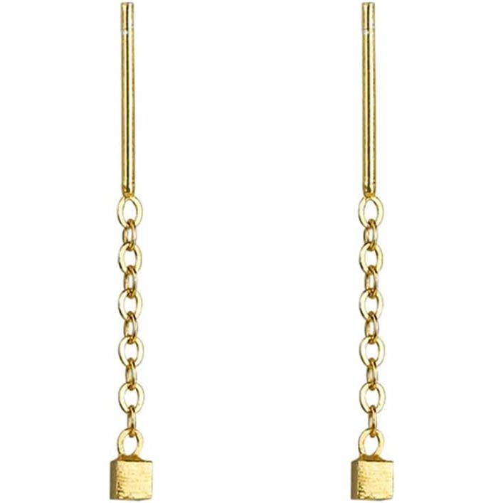 Brincos Quadrados WDIYIEETN Dourados/Prateados/Pretos com Franjas e Corrente Longa (Dourado) GMLJ