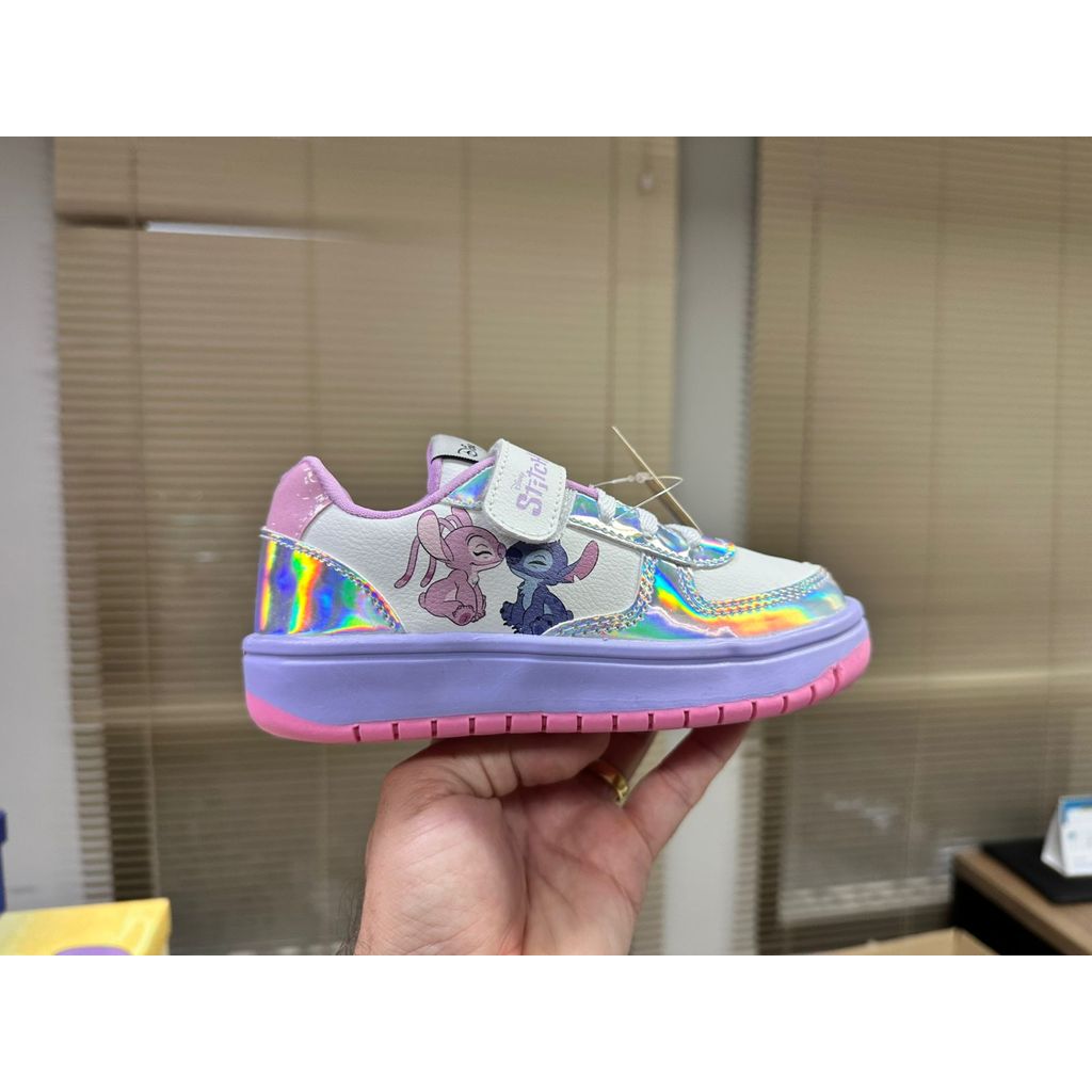 Tênis Infantil Stitch Angel Menina Metalizado Disney Antiderrapante