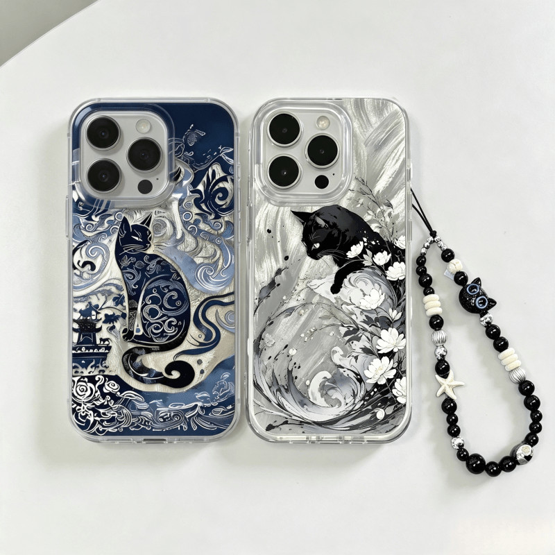 Flor Vortex Azul Totem Gato Corrente Capa Para Samsung Galaxy A57 A37 A17 A27 A07 A06 A56 A55 A54 A25 A36 A35 A26 A04E A