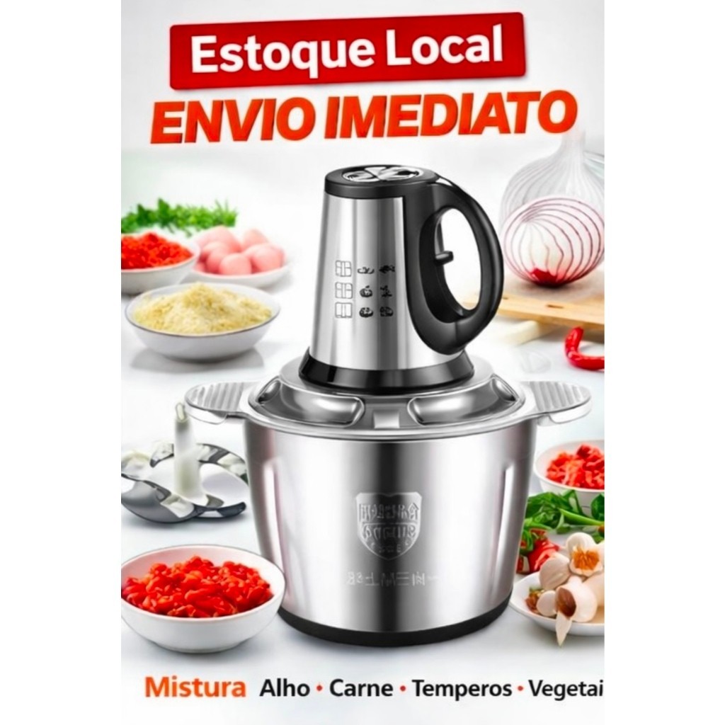 Picador Elétrico Processador de Alimentos Moedor de Carne Doméstico Bivolt 110V/220V