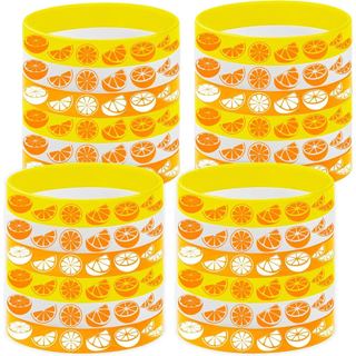 24 Pulseiras de Borracha Temáticas de Laranja Pequena para Festa, Decorações e Suprimentos para Festa de Aniversário com