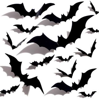 Decoração de Morcegos 3D para Halloween, Adesivos de Parede de Plástico para Decoração de Janelas e Artigos de Festa (60