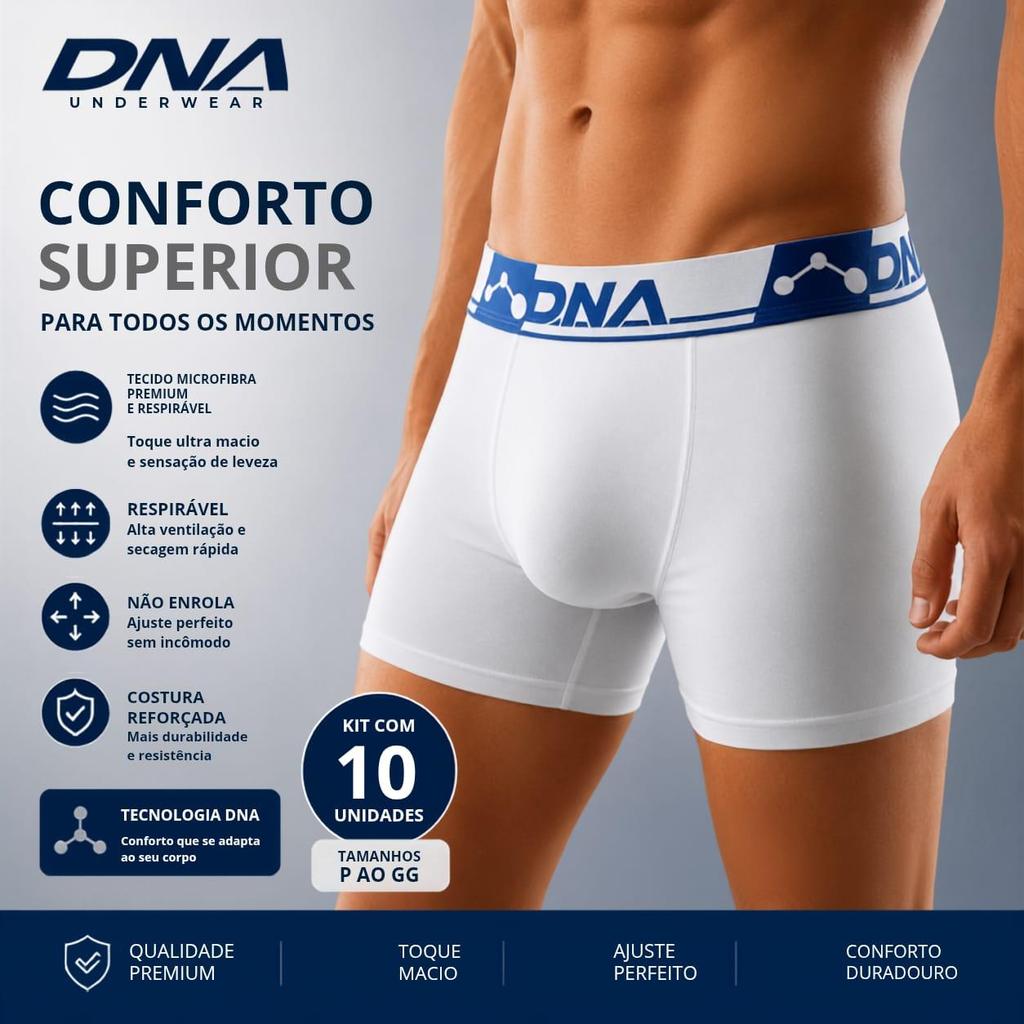 Kit Cueca Boxer Box Masculina Confortável com Forro Interno 100% Algodão