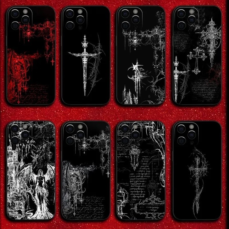 Capa de Telefone Gótica Cyber Sigil Cross para Samsung Galaxy A06 A25 A05s A15 A55 A54 A51 A35 A34 A24 A14 A73 A53 A33 A