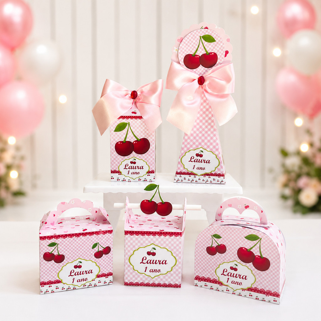 Kit Caixas Personalizada CEREJA CEREJINHA / Lembrancinha Festa Cerejinha / Kit Festa Cereja / Aniversario