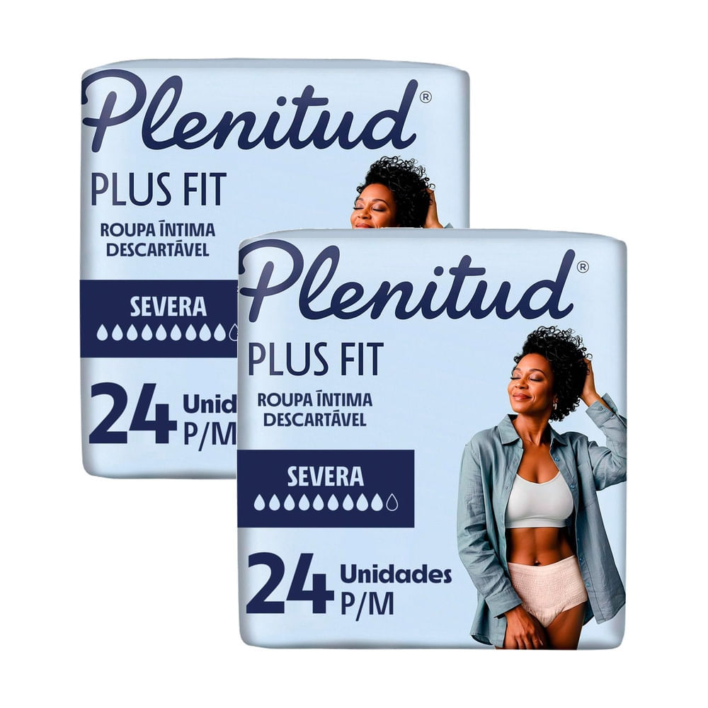 Kit 2 Roupa Íntima Plenitud Plus Unissex Tamanho P/M 24 Unidades Leve Mais Por Menos