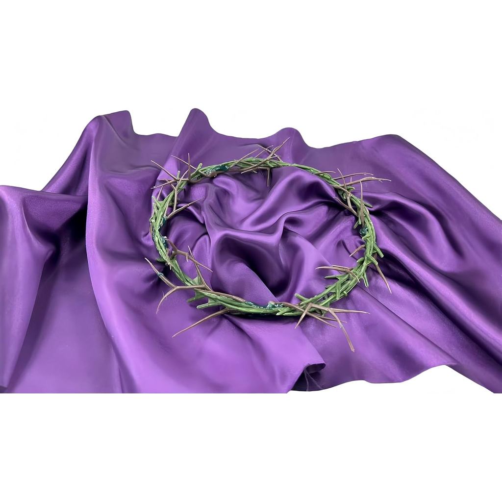 Uma Coroa de Espinhos em Tecido de Cetim Roxo, Acessório Teatral Vestível para a Páscoa com Diâmetro de 8 Polegadas, Ade