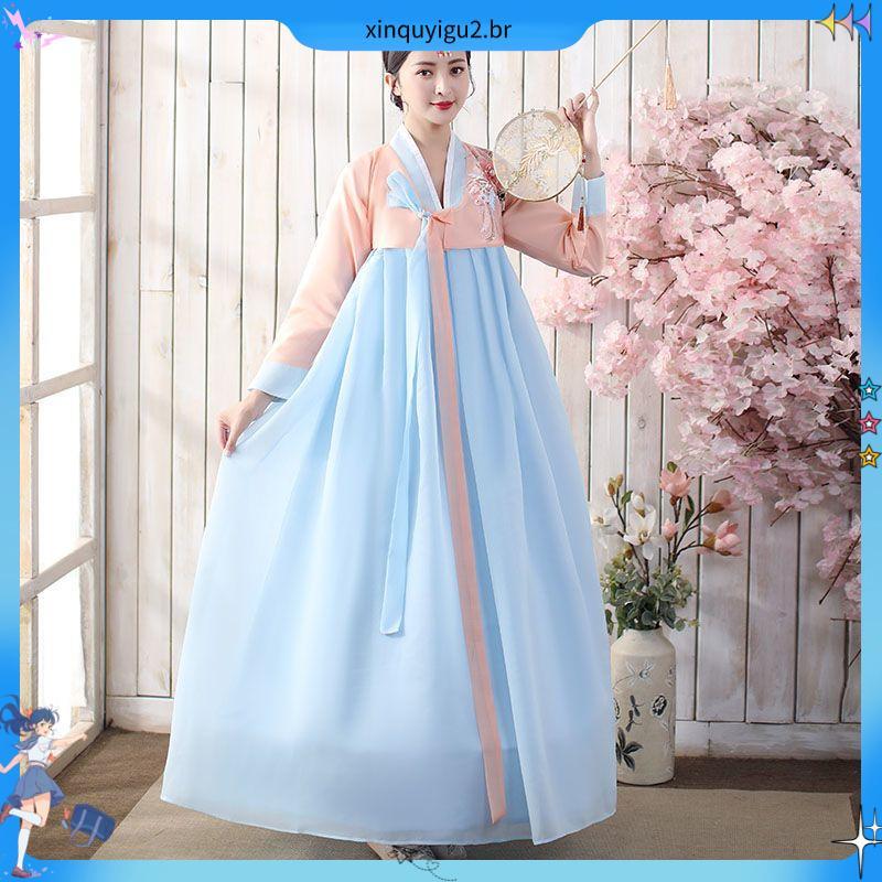 Tradicional hanbok roupas femininas coreano desempenho roupas hanbok feminino dança estilo étnico palácio roupas terno f