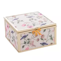 Porta Joias Blossom Garden Dourado Metal 10x11x5,5cm Caixa Organizadora Anéis Brincos Colar Decorativo Presente Feminino
