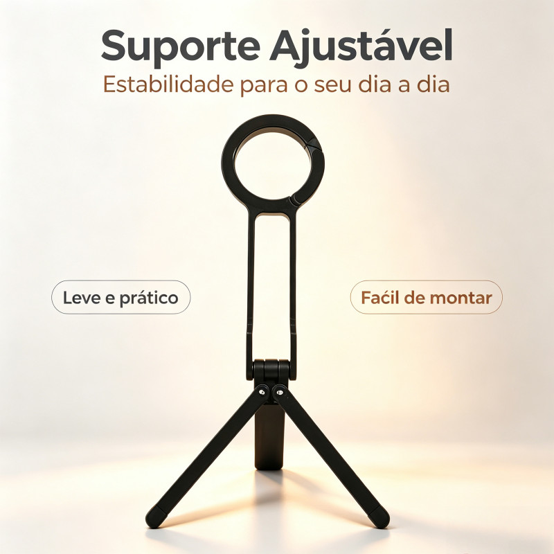 Suporte de Celular Magnético Dobrável Portátil Tripé Ajustável Compatível iPhone Samsung Para Mesa Viagem Gravação Vlog