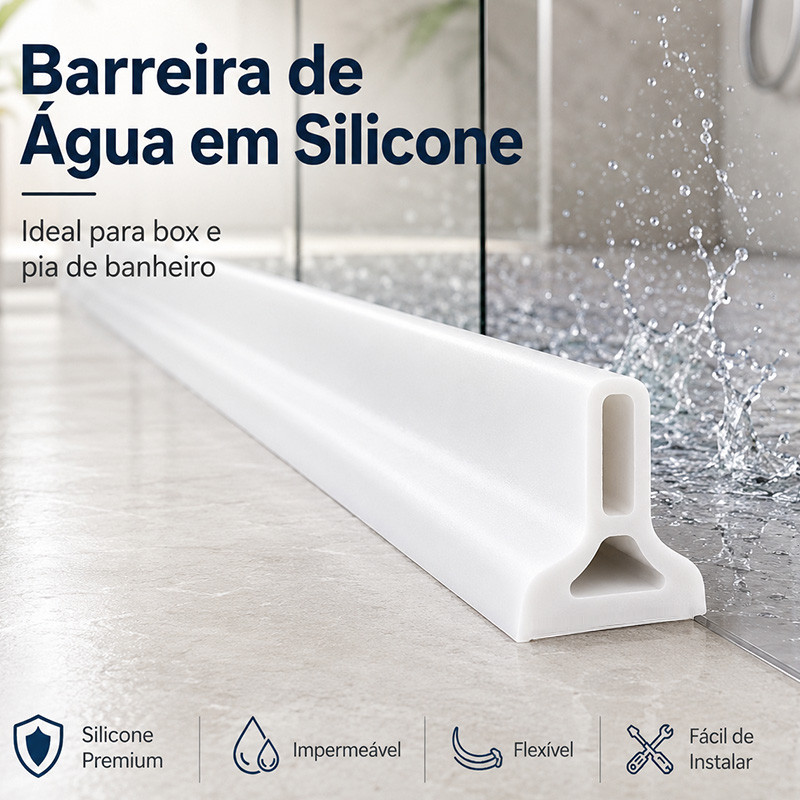Barreira De Água Silicone Tamanho 1,5/3m Barragem Impermeável Para Box Banheiro E Pia De Cozinha