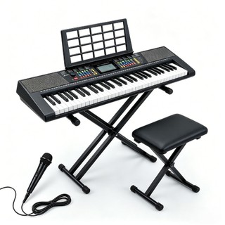 Piano digital VEDO de 61 teclas, kit de teclado de piano elétrico, 256 timbres, 256 ritmos — inclui suporte para piano,