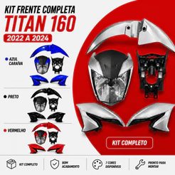 Kit Frente Farol Com Paralama E Aba Do Tanque Honda Titan 160 2016 Até 2024 Completo Diversas Cores