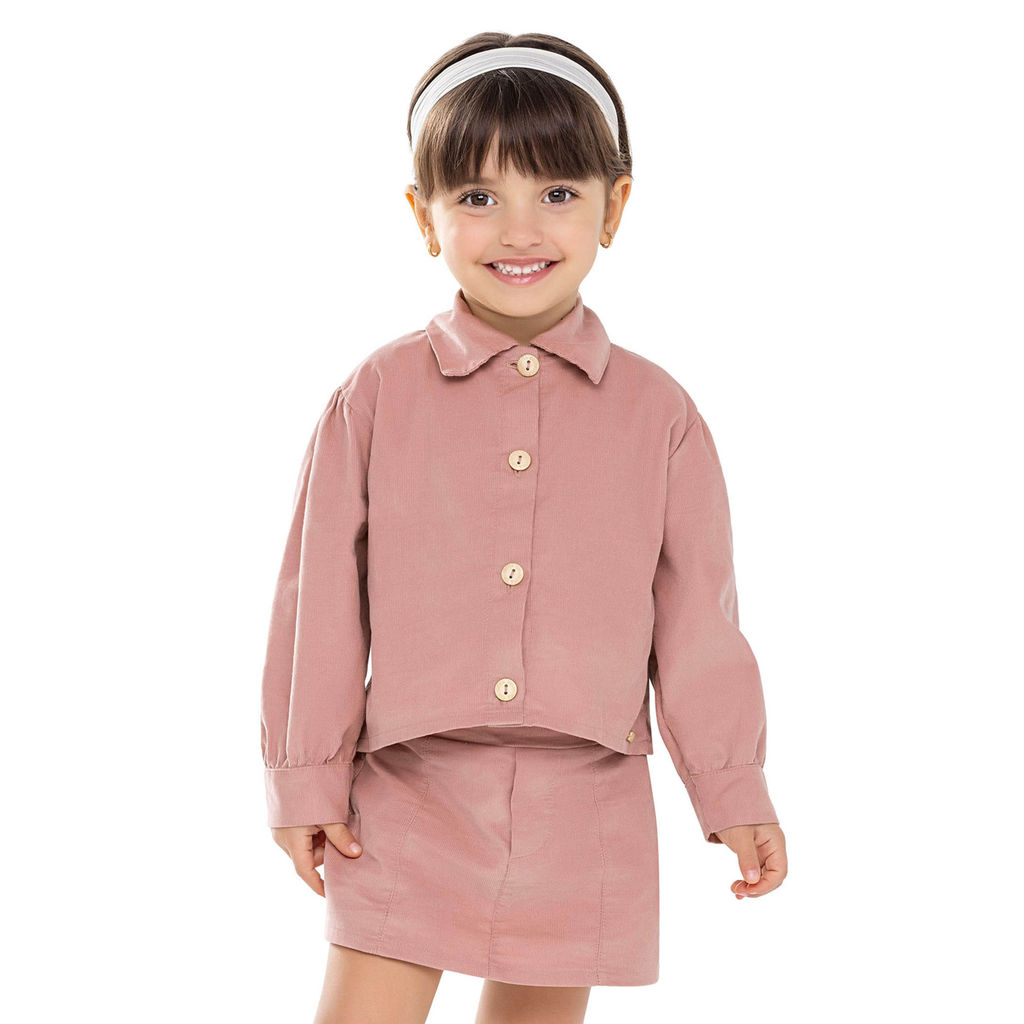 Conjunto Infantil Menina Veludo Cotelê Colorittá Rosa