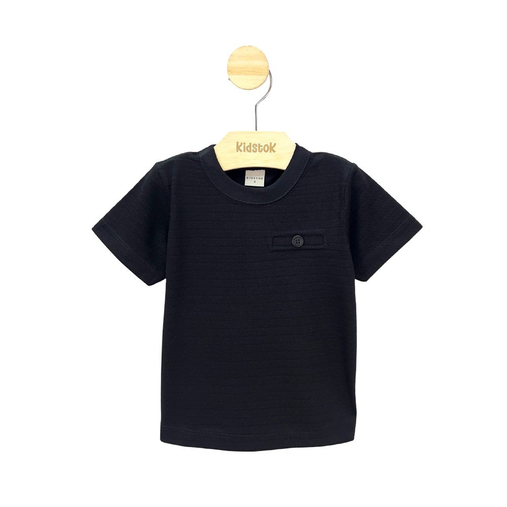 Camiseta Menino Malha Trabalhada Botão - Kidstok