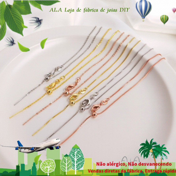 Retenção de cor banhado a ouro 18K colar feminino ouro rosa ouro branco clavícula corrente estilo fino pulseira ajustáve