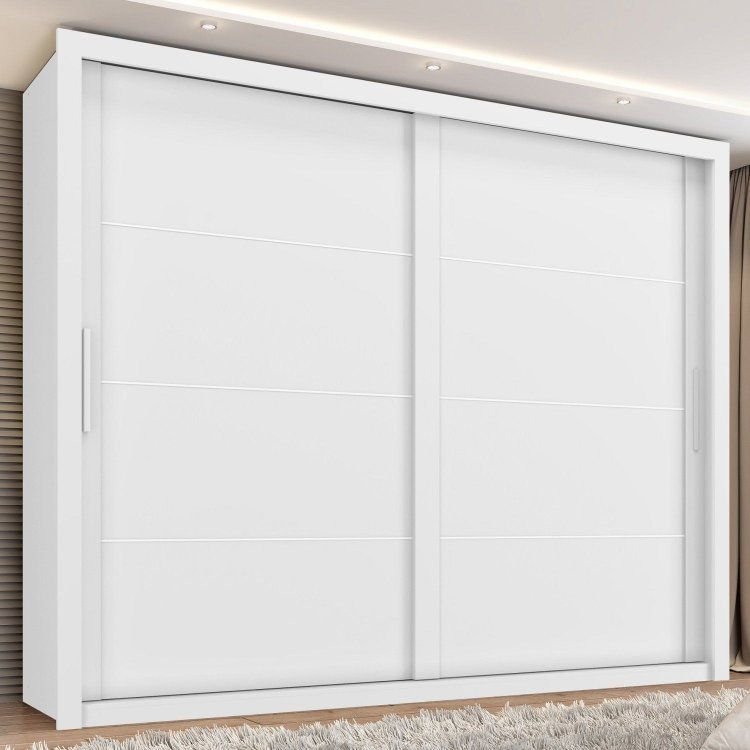 Guarda Roupa Casal Essencial 2 Portas de Correr 6 Gavetas Branco/Absoluto Branco Absoluto
