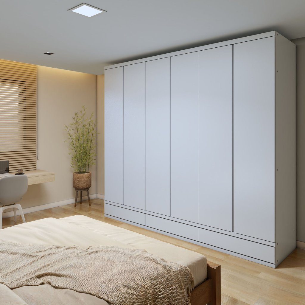 Guarda Roupa Casal 6 Portas com 9 Gavetas 100% MDF Urbano Branco
