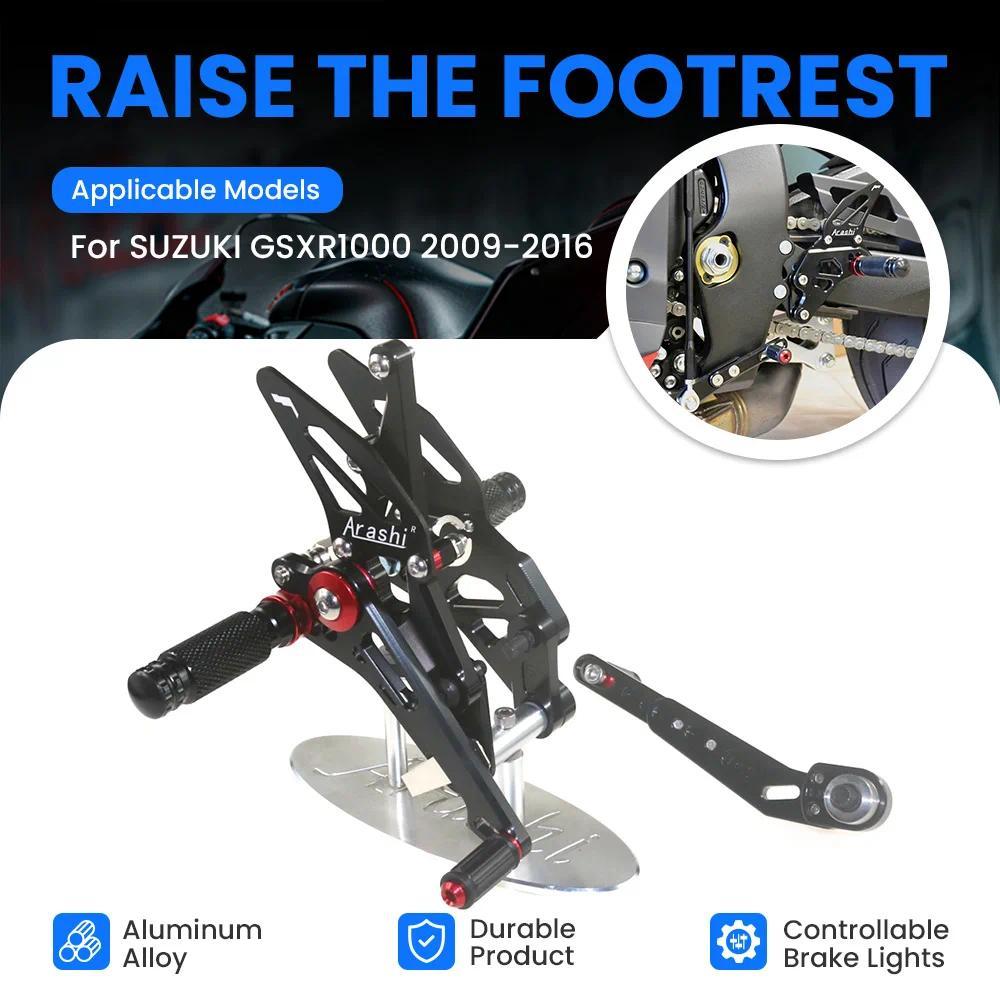 ARASHI Motocicleta Frente Pedal Pé Rset Pegs Conjunto Traseiro Rearset Para SUZUKI GSXR1000 GSXR-1000 2009-2016 K9-L6
