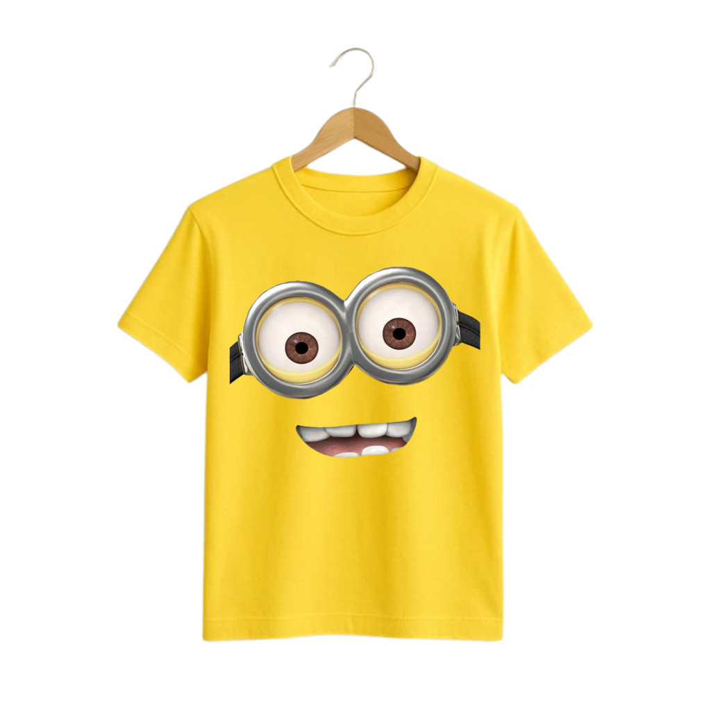 Camisetas Masculina Feminina fantasia aniversário Personagens Minions 100% algodão 30.1 Penteada Infantil e Adulto