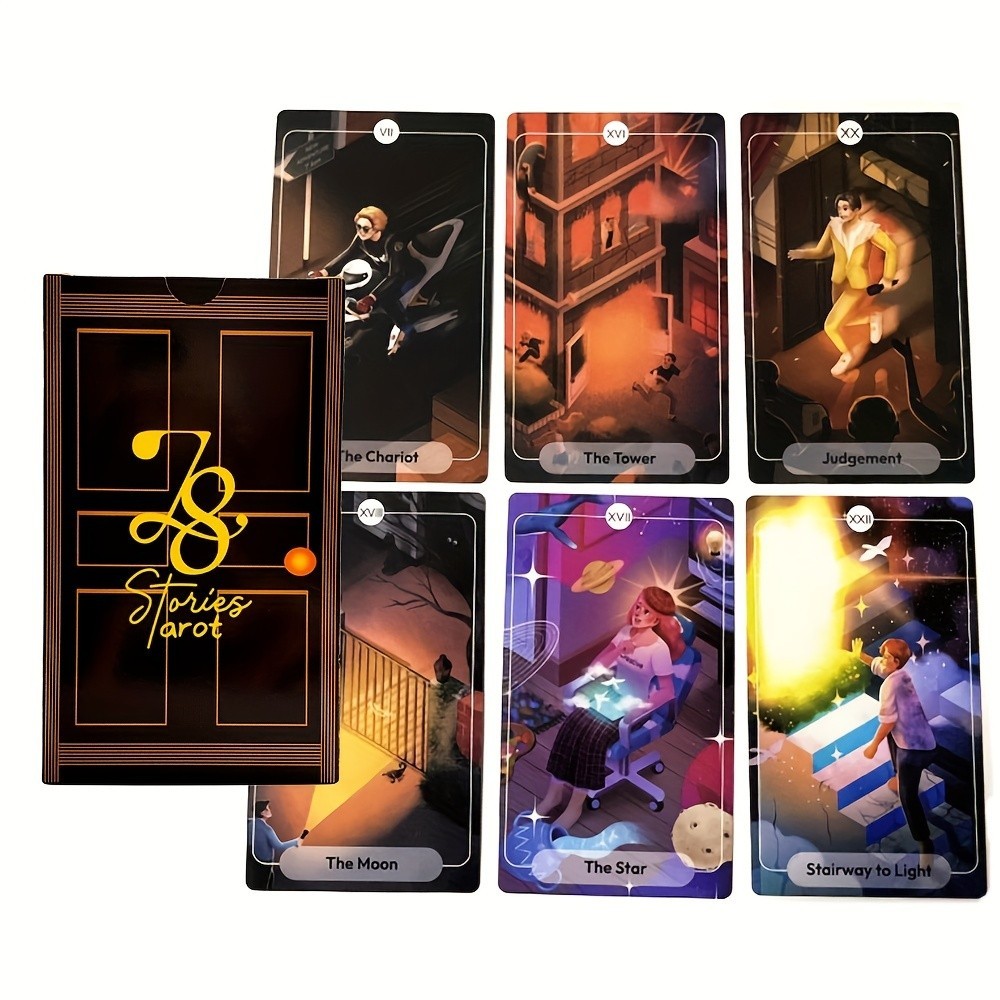 Novo estilo 78 peças conjunto de cartas de tarô de história padrão 12 * 7 cm cartas de adivinhação com instruções de pap