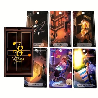 Novo estilo 78 peças conjunto de cartas de tarô de história padrão 12 * 7 cm cartas de adivinhação com instruções de pap