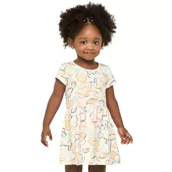 Vestido Infantil Menina Desenho Tropical Elian Bege