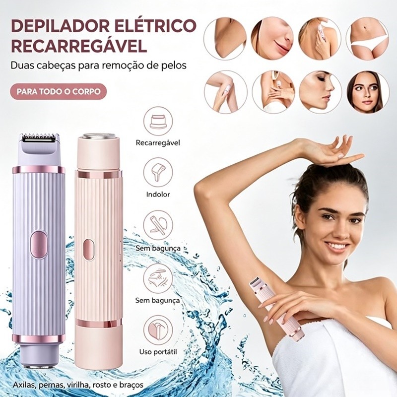 Depilador Eletrico Feminino Recarregável Removedor De Pelos Navalha Dupla Dibea
