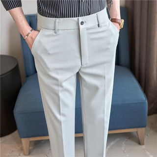 Calças casuais masculinas verão estilo fino pingente fino-ajuste versão coreana na moda rufião bonito calças masculinas 