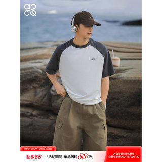Lu Xiaohu ACTUP 2026 Verão Respirável Manga Raglan Camiseta Meninos Contraste Cor Costura Manga Curta Casual Top Trendy