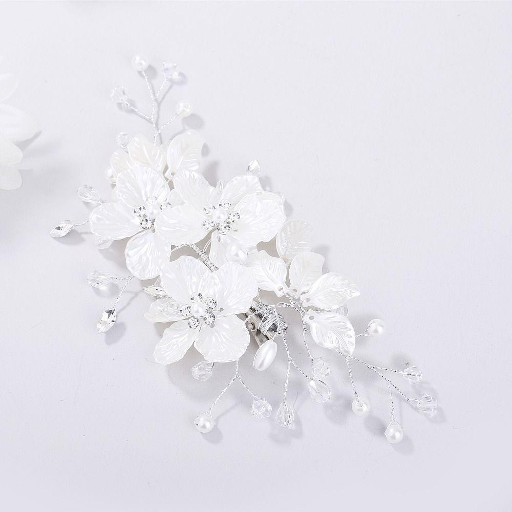Presilha de Cabelo com Flores, Lindas Presilhas de Cabelo para Noivas com Cristais, Elegantes Presilhas de Cabelo Florai — imagem 2 de 2